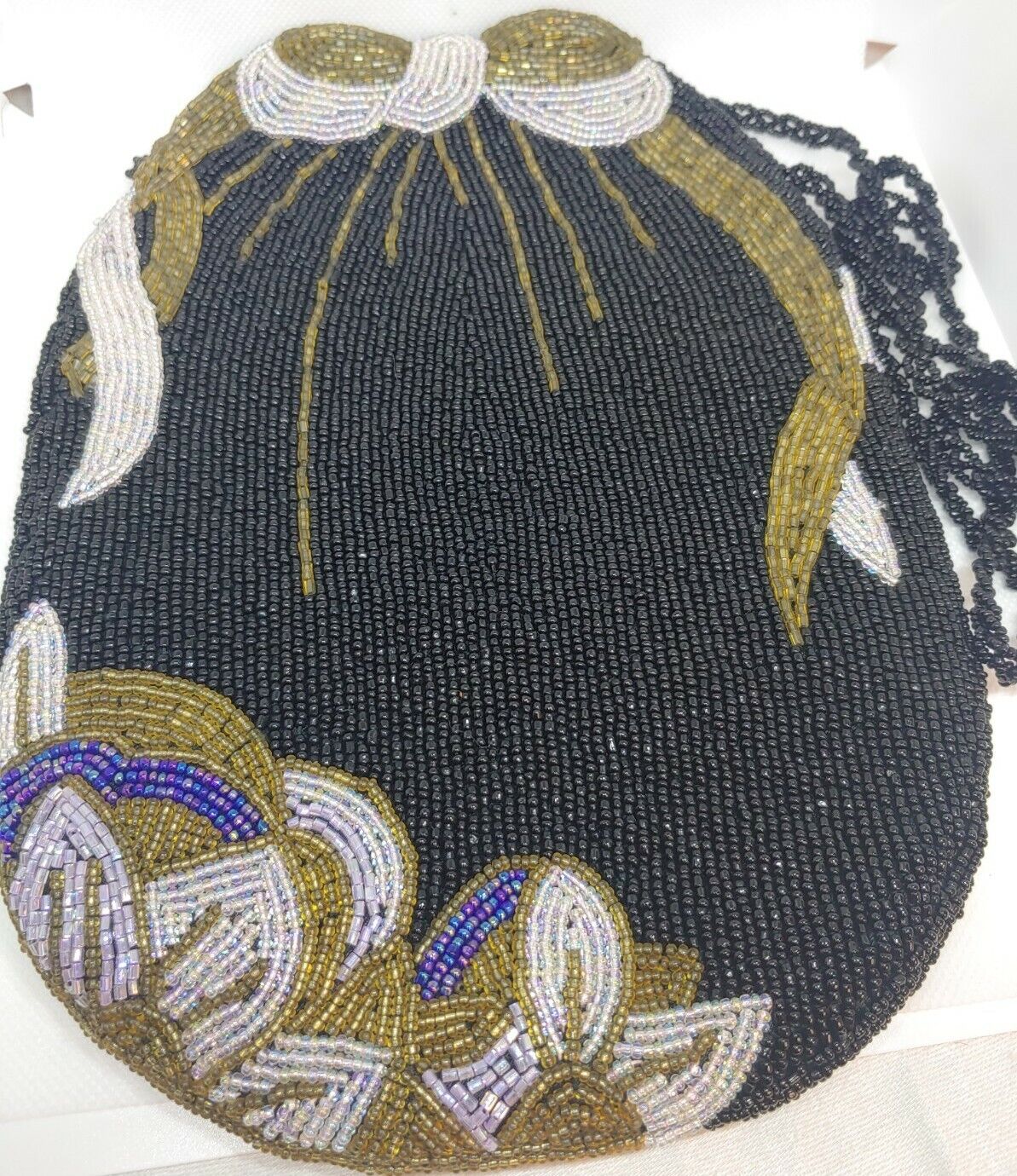 Beautiful Vintage Black Beaded Design All Beads Evening Bag Hong Kong (#16)